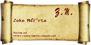 Zeke Márta névjegykártya
