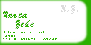 marta zeke business card